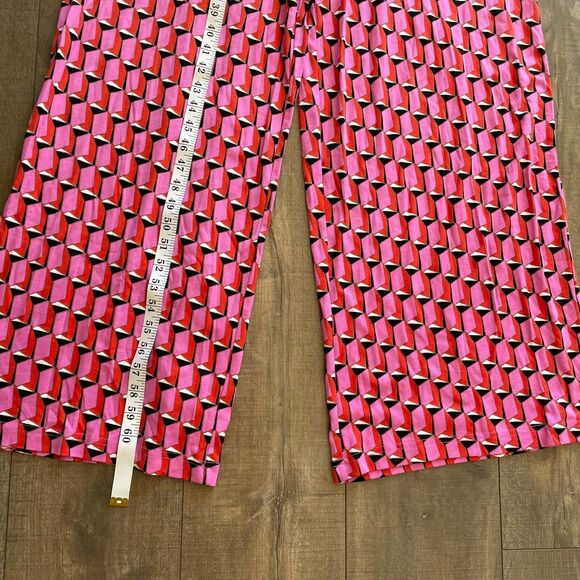 NWT Diane von Furstenberg Collared Sleeveless Pink Geo Jumpsuit Size XL Summer - Picture 13 of 16